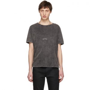 Saint Laurent Black Washed Rive Gauche Logo T-Shirt Saint Laurent Black Washed Rive Gauche Logo T-Shirt