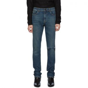 Saint Laurent Blue Vintage Skinny Low Waist Jeans Saint Laurent Blue Vintage Skinny Low Waist Jeans