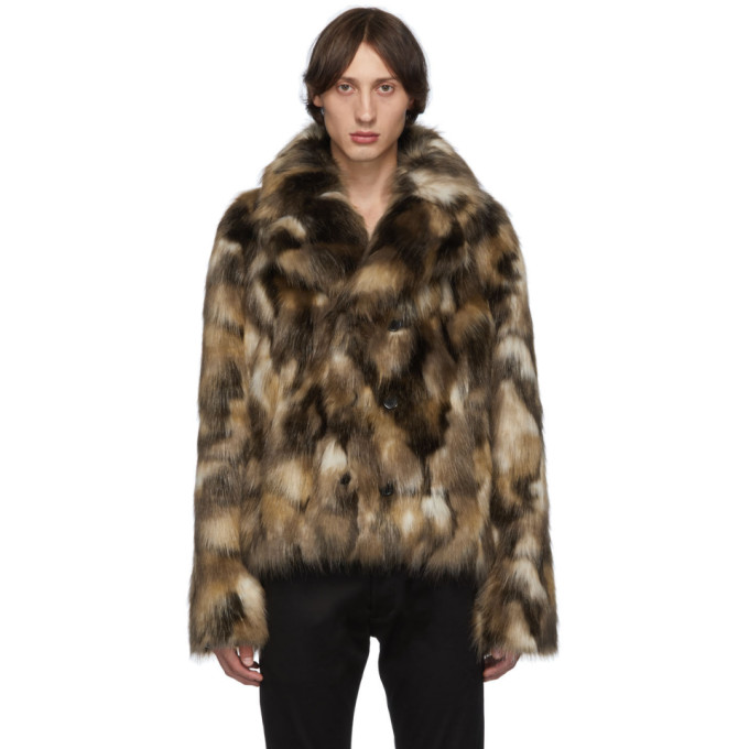 Saint Laurent Brown Faux-Fur Jacket | The Fashionisto