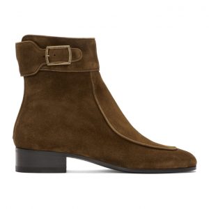 Saint Laurent Brown Suede Miles Buckled Boots Saint Laurent Brown Suede Miles Buckled Boots