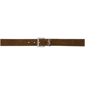 Saint Laurent Brown Suede Monogramme Belt Saint Laurent Brown Suede Monogramme Belt