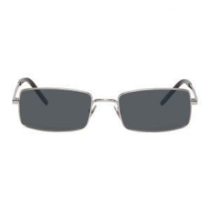 Saint Laurent Silver Narrow Rectangular Sunglasses Saint Laurent Silver Narrow Rectangular Sunglasses