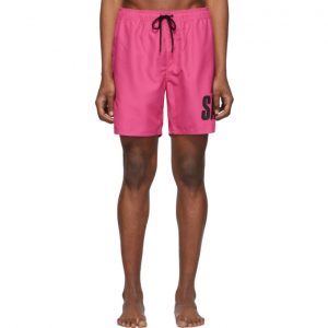 Saturdays NYC Pink Timothy Accordion Logo Swim Shorts Saturdays NYC Pink Timothy Accordion Logo Swim Shorts