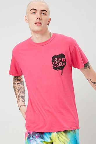 pink and red graphic tee