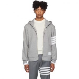 Thom Browne Grey 4-Bar Half and Half Hoodie Thom Browne Grey 4-Bar Half and Half Hoodie