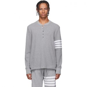 Thom Browne Grey 4-Bar Henley Thom Browne Grey 4-Bar Henley