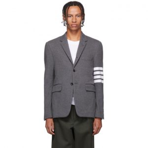 Thom Browne Grey 4-Bar Jersey Sport Blazer Thom Browne Grey 4-Bar Jersey Sport Blazer
