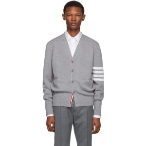 Thom Browne Grey Merino Wool 4-Bar Cardigan Thom Browne Grey Merino Wool 4-Bar Cardigan