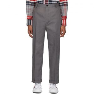 Thom Browne Grey Twill Cavalry Chino Trousers Thom Browne Grey Twill Cavalry Chino Trousers