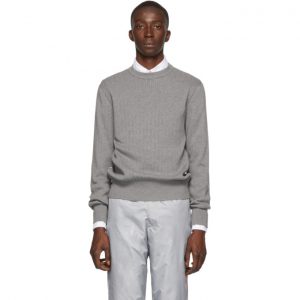 Thom Browne Grey Variegated Rib Airmail Sweater Thom Browne Grey Variegated Rib Airmail Sweater