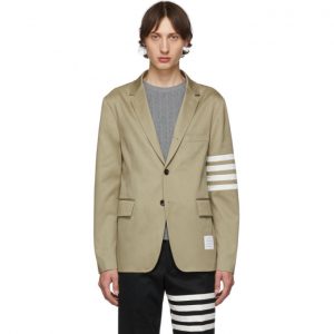Thom Browne Khaki 4-Bar Unconstructed Sport Blazer Thom Browne Khaki 4-Bar Unconstructed Sport Blazer