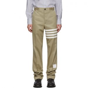 Thom Browne Khaki Unconstructed Chino Trousers Thom Browne Khaki Unconstructed Chino Trousers