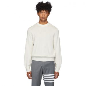 Thom Browne Off-White Variegated Rib Airmail Sweater Thom Browne Off-White Variegated Rib Airmail Sweater
