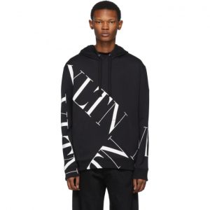 Valentino Black VLTN Macrogrid Hoodie Valentino Black VLTN Macrogrid Hoodie