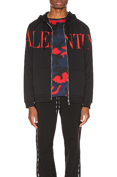 Valentino Logo Hoodie in Black,Red | The Fashionisto