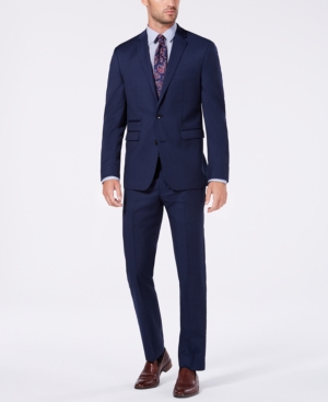 Vince Camuto Men's Slim-Fit Stretch Navy Solid Wool Suit Vince Camuto Men's Slim-Fit Stretch Navy Solid Wool Suit