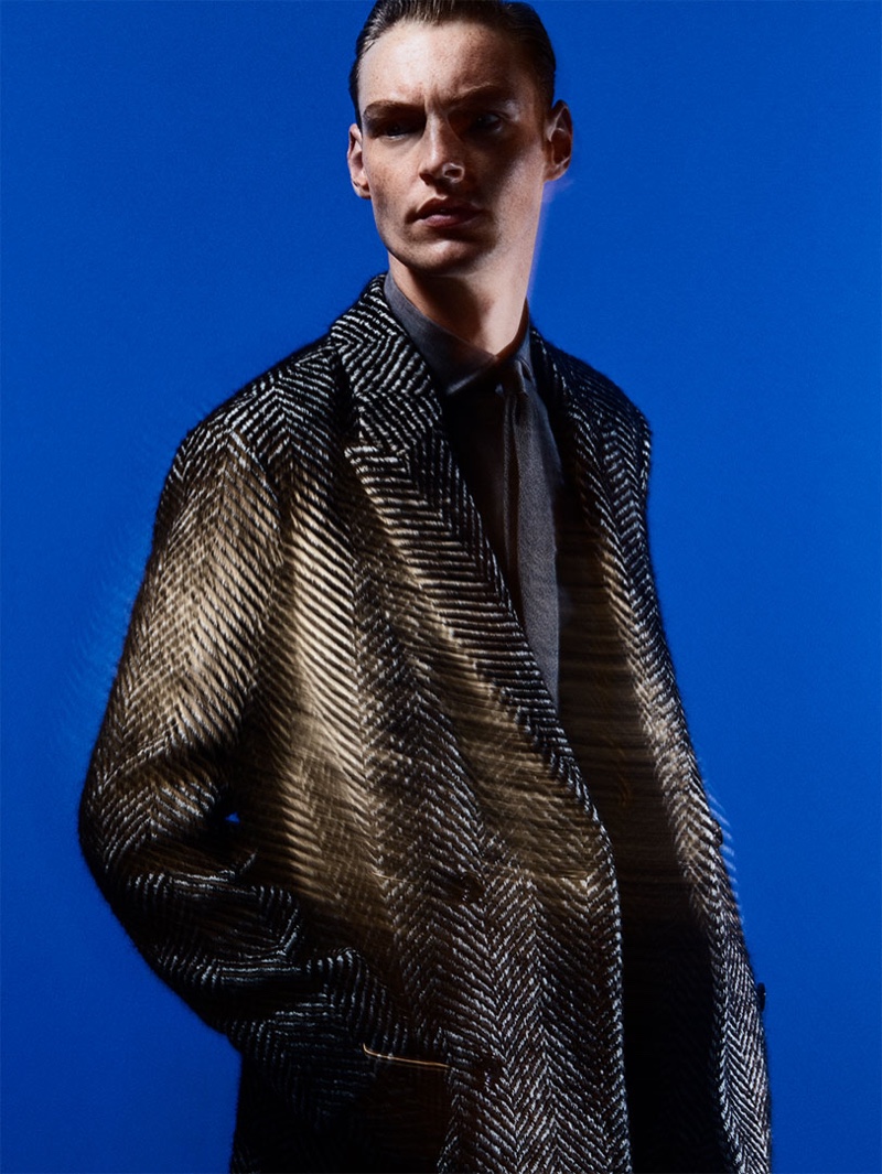 Roberto Sipos dons check tailoring from Zara.