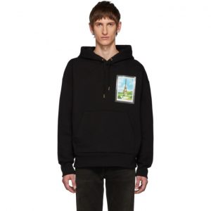 AMI Alexandre Mattiussi Black Postcard Print Hoodie AMI Alexandre Mattiussi Black Postcard Print Hoodie