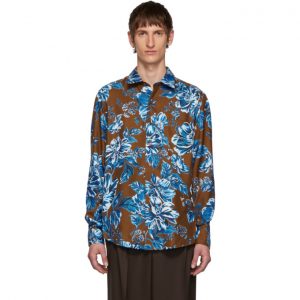 AMI Alexandre Mattiussi Brown Flower Print Shirt AMI Alexandre Mattiussi Brown Flower Print Shirt