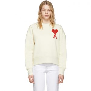 AMI Alexandre Mattiussi Off-White Oversized Ami De Coeur Sweatshirt AMI Alexandre Mattiussi Off-White Oversized Ami De Coeur Sweatshirt