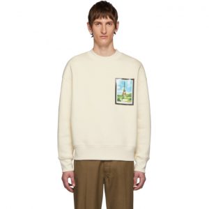 AMI Alexandre Mattiussi Off-White Postcard Print Sweatshirt AMI Alexandre Mattiussi Off-White Postcard Print Sweatshirt