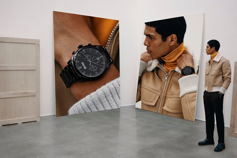 Geron McKinley fronts BOSS' fall-winter 2019 watches campaign.