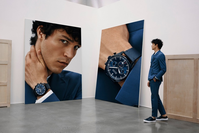 Miles McMillan appears in BOSS' fall-winter 2019 watches campaign.