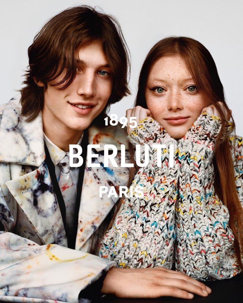 All smiles, Wellington Grant and Sara Grace Wallerstedt charm as the stars of Berluti's fall-winter 2019 campaign.