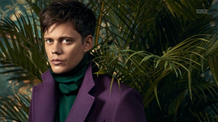 Mixing colors, Bill Skarsgård is regal in Givenchy.