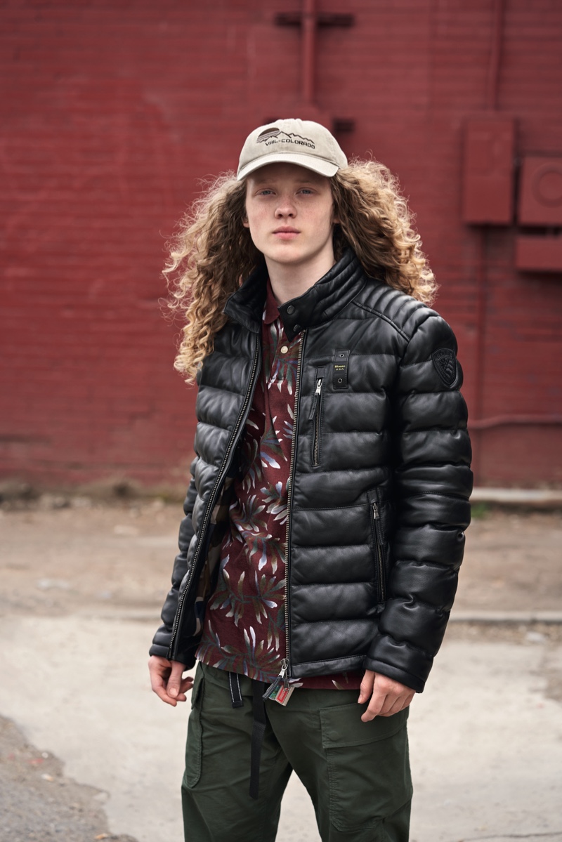 Exploring Colorado with locals, Blauer USA is road trip ready with its Hughes padded leather jacket.