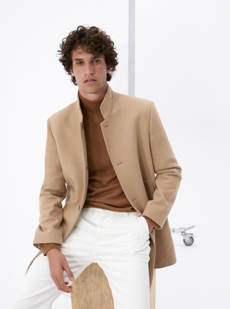 Model Francisco Henriques sports Club Monaco's Loukas coat $398.