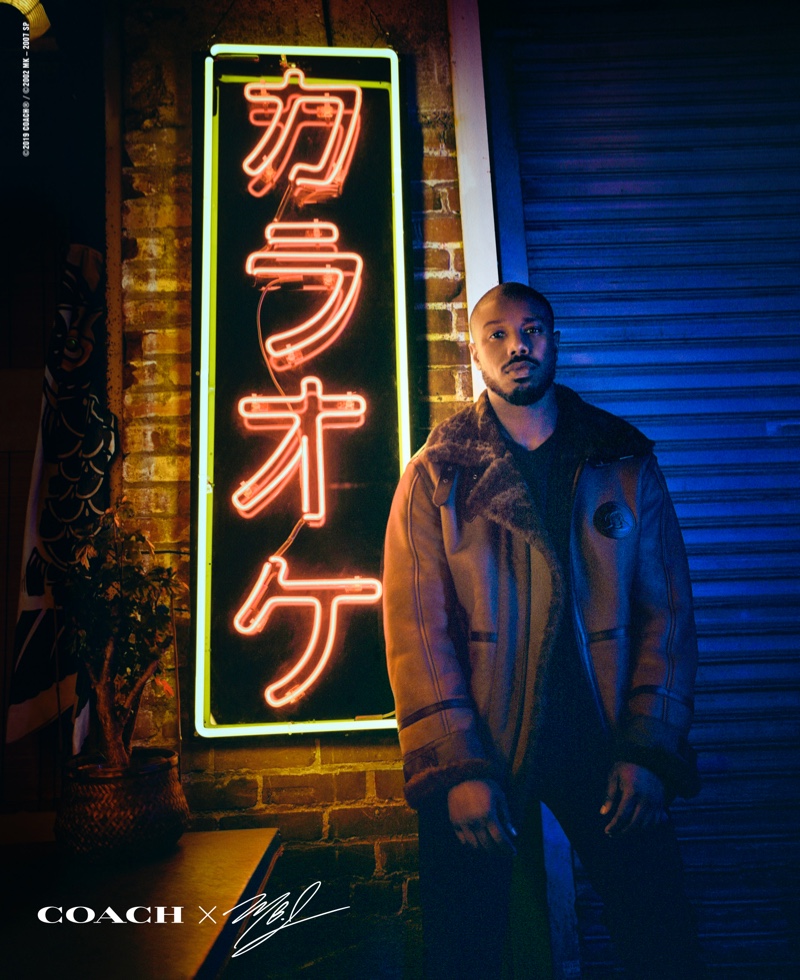 Michael B. Jordan sports a shearling jacket from his Coach capsule collection. » Michael B. Jordan Collaborates with Coach for Capsule Collection Michael B. Jordan sports a shearling jacket from his Coach capsule collection.
