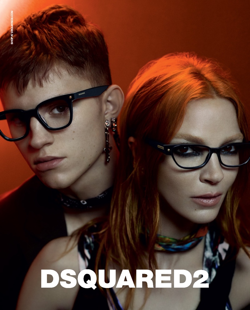 Andreas Wolf and Mariacarla Boscono front Dsquared2's fall-winter 2019 eyewear campaign.