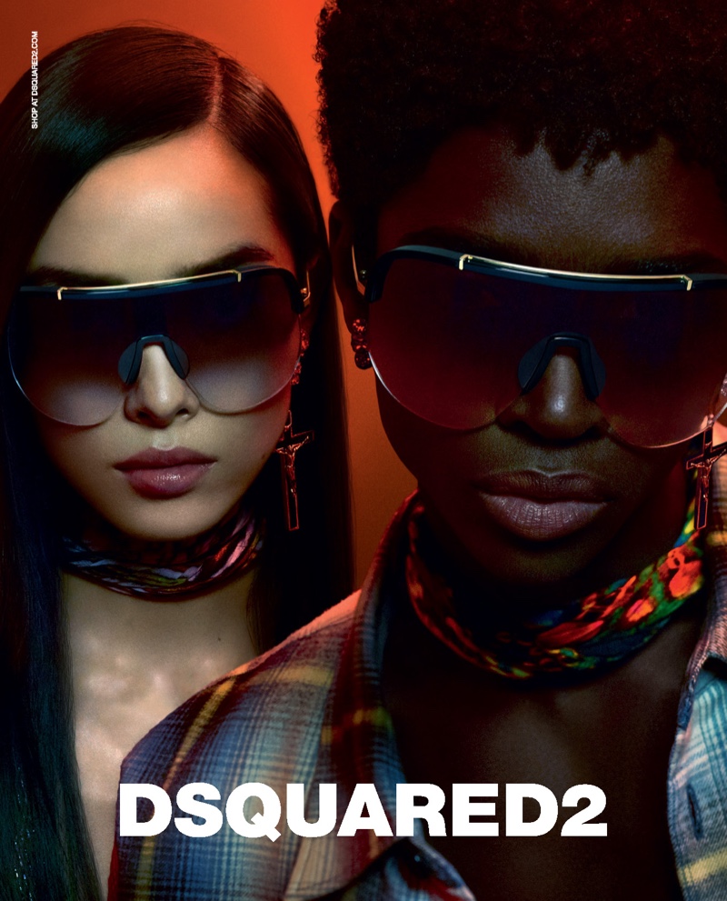 Fei Fei Sun and Alton Mason star in Dsquared2's fall-winter 2019 eyewear campaign.