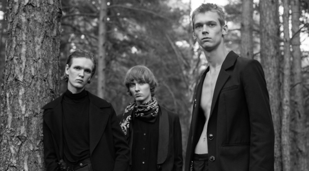 Matīss, Karlis + More Go 'Into the Woods' Fashionisto Exclusive: Matīss Gailums, Karlis Leiboms, and Kristers Krumins photographed by Benoit Auguste