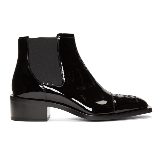 wide fit black patent chelsea boots