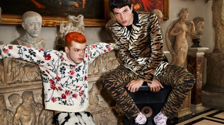 Cameron Monaghan and Luka Isaac star in the Giambattista Valli x H&M campaign.