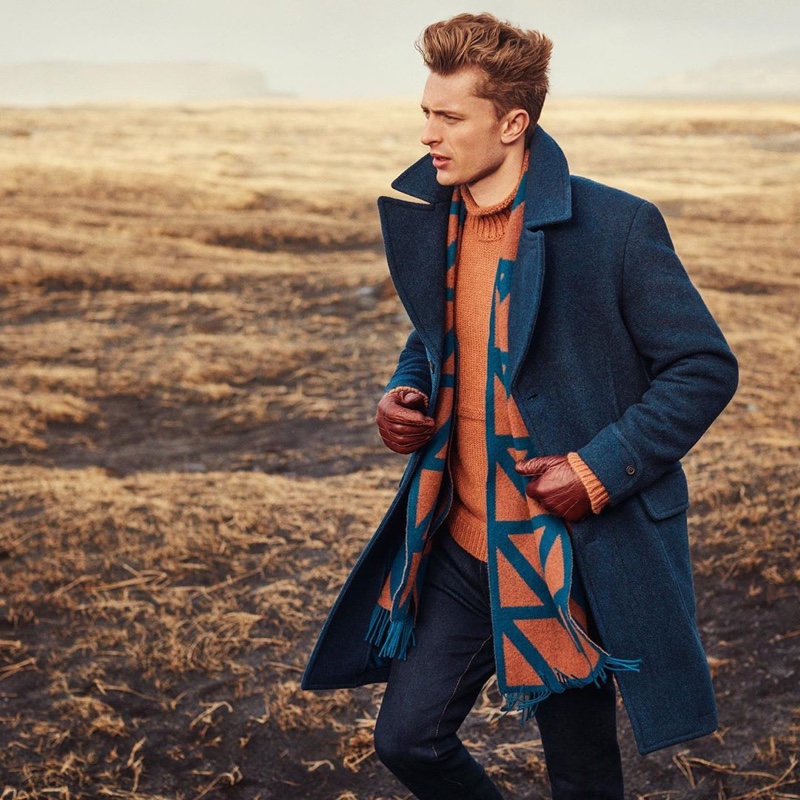 British model Max Rendell links up with Gieves & Hawkes for its fall-winter 2019 campaign.