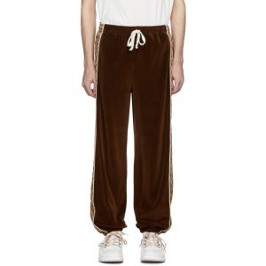 Gucci Brown and Beige G Rhombus Velvet Track Pants Gucci Brown and Beige G Rhombus Velvet Track Pants