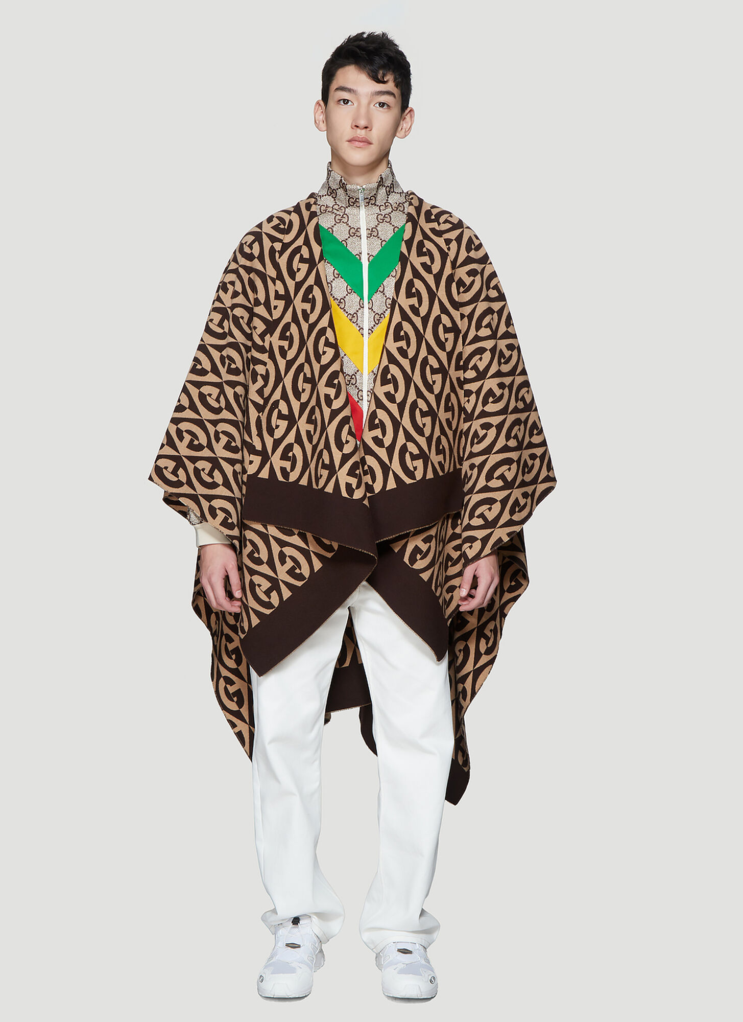 Gucci G Rhombus Poncho in Brown size One Size | The Fashionisto
