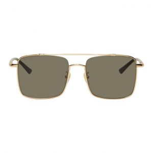 Gucci Gold Metal Square Double Bridge Sunglasses Gucci Gold Metal Square Double Bridge Sunglasses