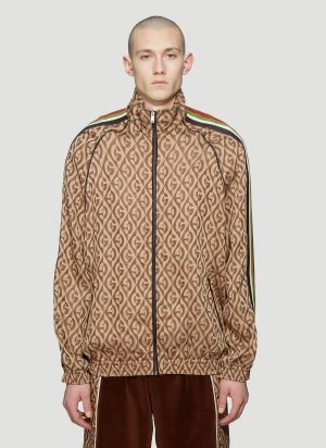 Gucci Rhombus Logo-Jacquard Track Jacket in Brown size S Gucci Rhombus Logo-Jacquard Track Jacket in Brown size S