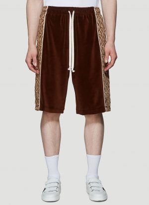 Gucci Rhombus Logo-Jacquard Velour Shorts in Brown size S Gucci Rhombus Logo-Jacquard Velour Shorts in Brown size S