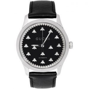 Gucci Silver and Black G-Timeless Automatic Bees Watch Gucci Silver and Black G-Timeless Automatic Bees Watch