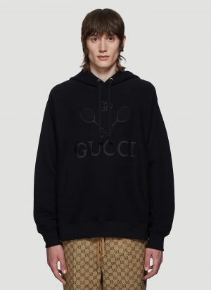 Gucci Tennis Logo Hooded Sweatshirt in Black size XL Gucci Tennis Logo Hooded Sweatshirt in Black size XL