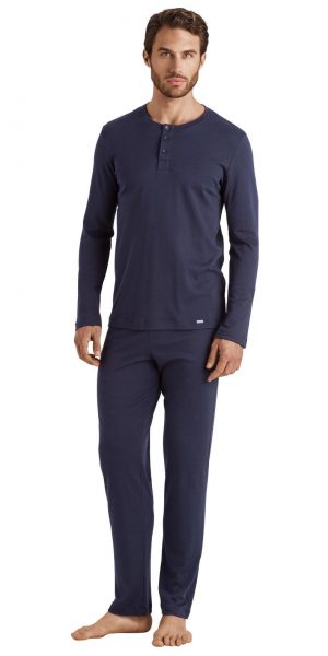 HANRO Thilo L/SLV Henley - Midnight S - 75714 HANRO Thilo L/SLV Henley - Midnight S - 75714