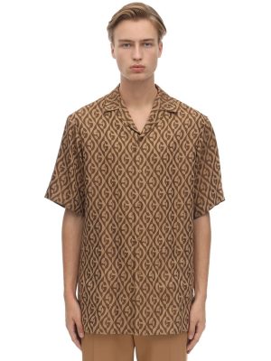 Jacquard Gg Viscose Blend Bowling Shirt Jacquard Gg Viscose Blend Bowling Shirt
