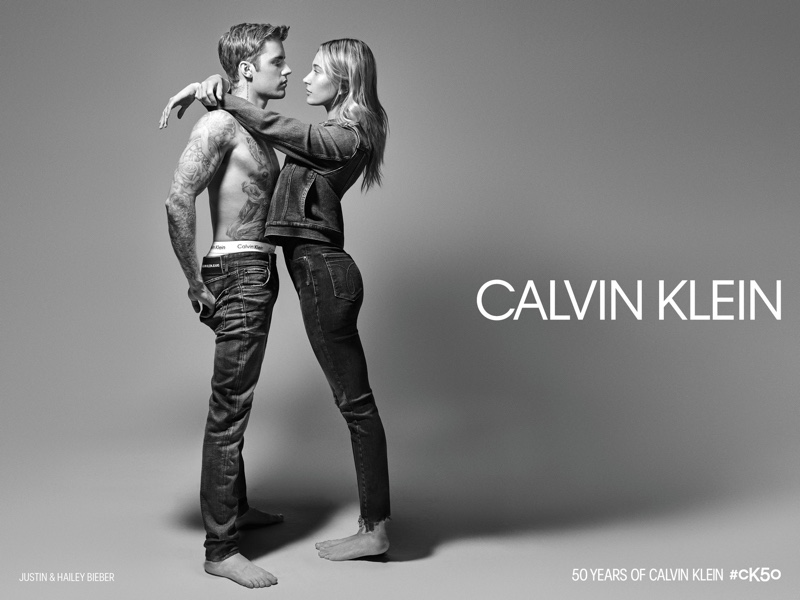 Posing in Calvin Klein denim and underwear, Justin and Hailey Bieber front the brand's new campaign.