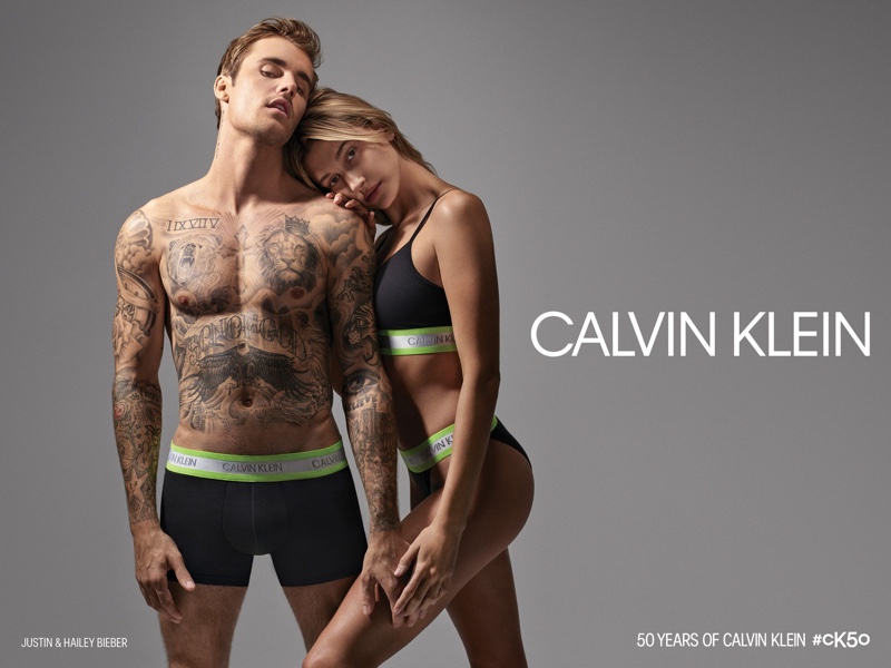 Justin and Hailey Bieber star in Calvin Klein's underwear campaign.