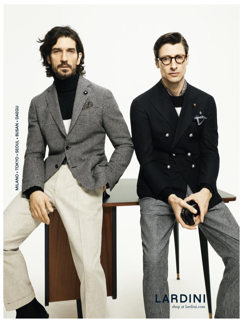 Jonathan Saxby and Jonas Mason front Lardini's fall-winter 2019 campaign.